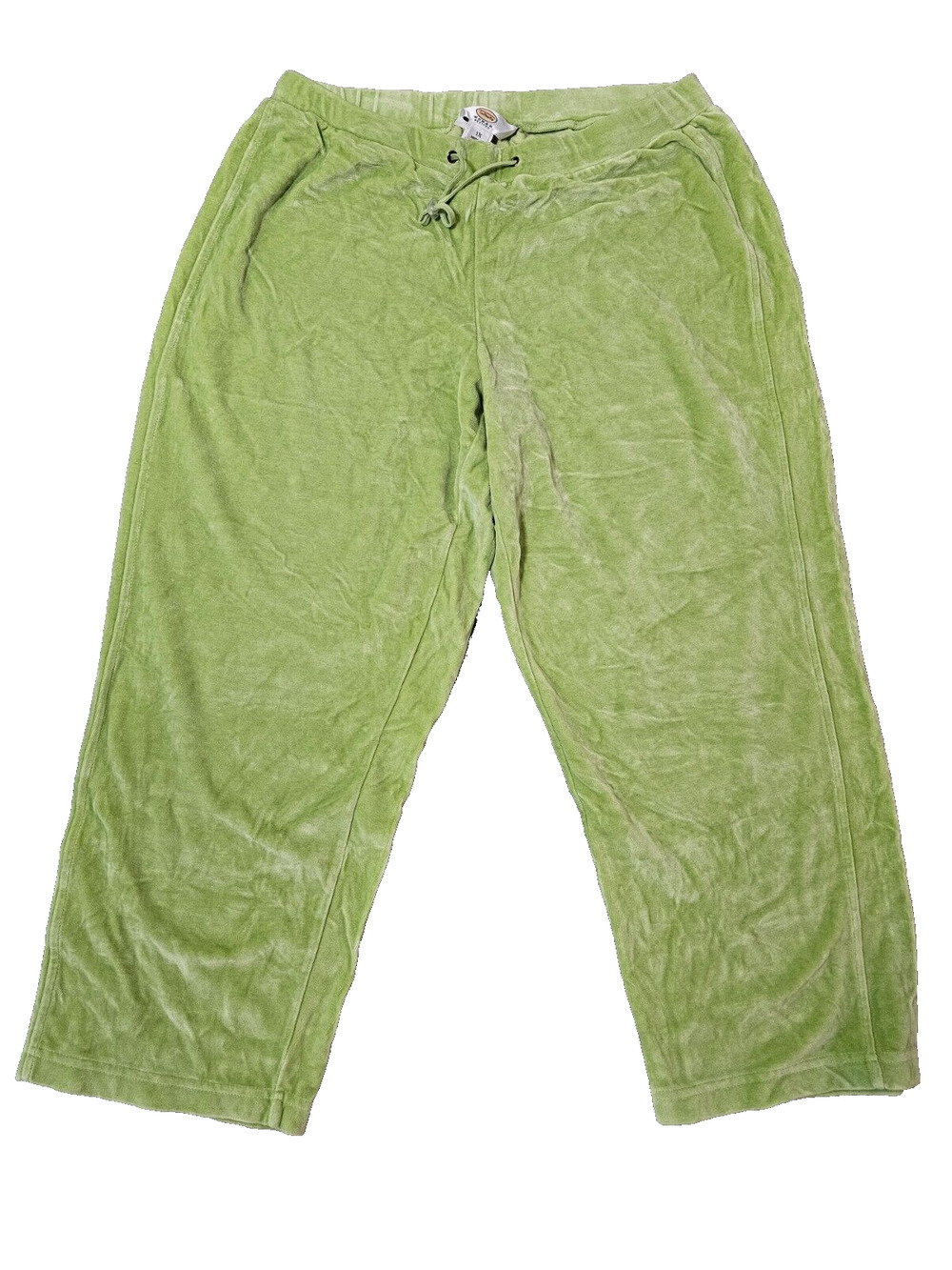 Talbots Womens Green Y2K 90s Velour Velvet Straight Leg Lounge Pants Petite 1X
